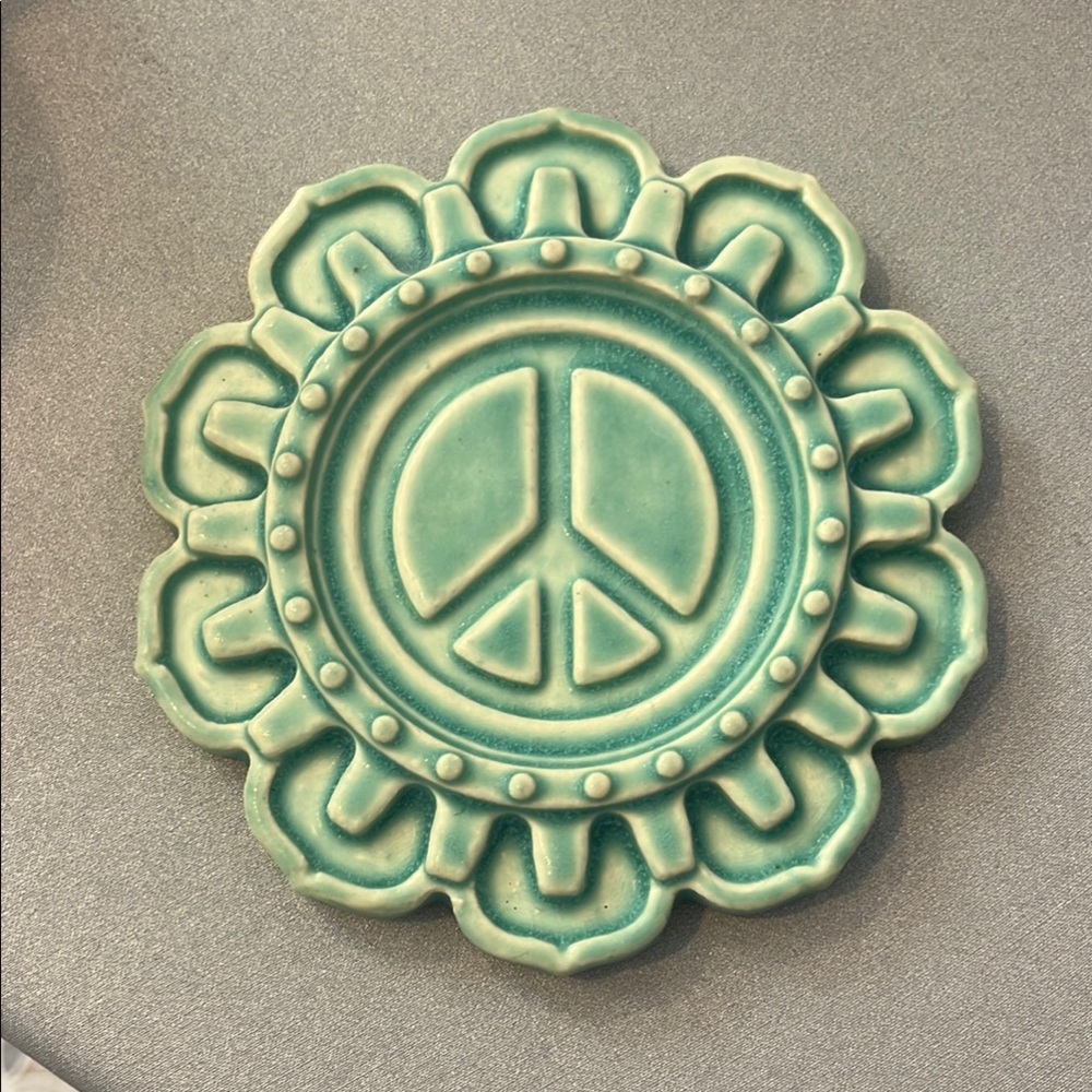 Urban Industrial “Peace” Art Tile  Aqua- Whistling Frog  Tile Co.